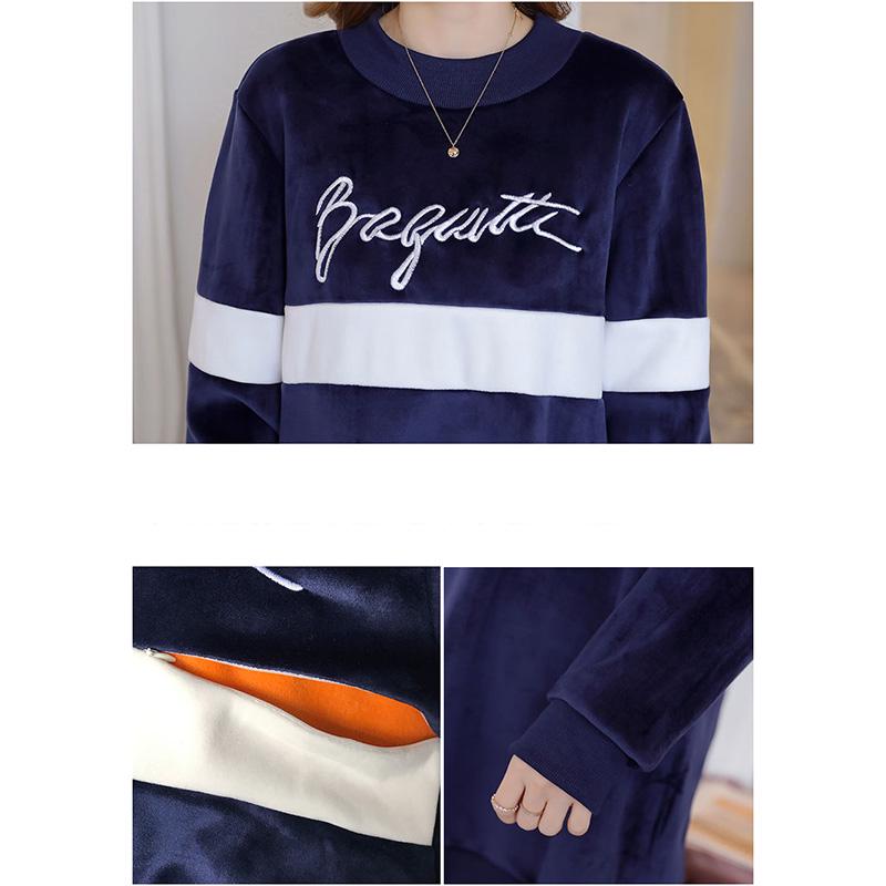 Maternity Winter Clothes Set Gold Velvet Pregnant Women Breastfeeding Top Plus Velvet Thick Mid-length Sweater Maternity Dress