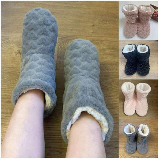 Winter Couple Warm Slippers Non-slip Thicken Plus Velvet Indoor Socks Soft Floor Shoes