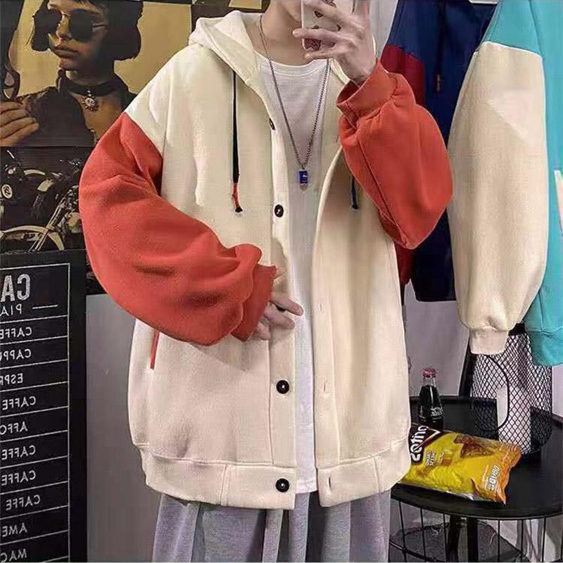 Student Retro Color Matching Casual Cardigan Sweater Spring and Autumn Wear Large Size Was Thin All-match Coat Jacket