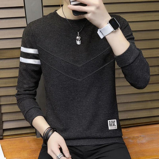 Autumn and Winter Men's Round Neck Warm and Comfortable Sweater Plus Velvet Thick Long-sleeved T-shirt Loose Top