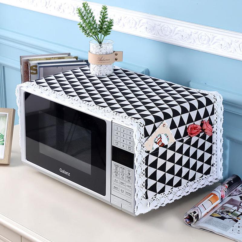 Pastoral Fabric Microwave Oven Cover Towel Cotton and Linen Dust-proof Protective Cover Household Storage Cover Cloth