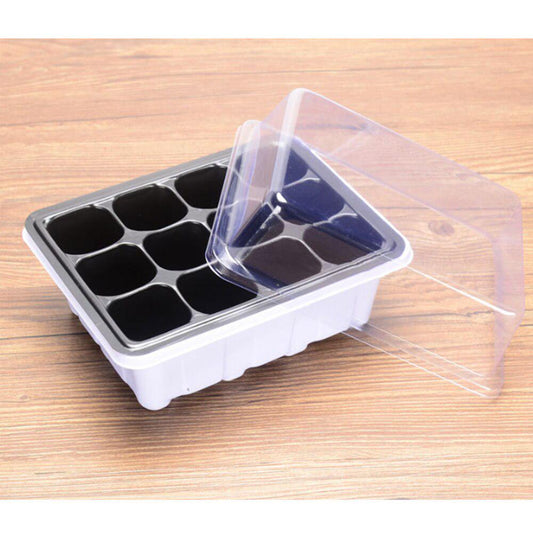6/12 Plastic Nursery Pot Planter Seed Tray Kit Plant Germination with Cover