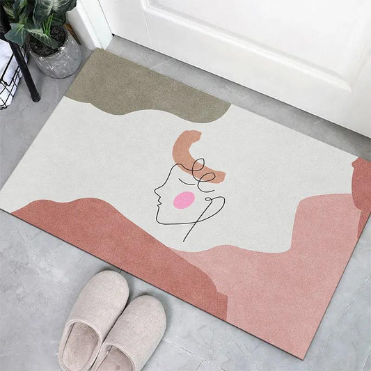 Household Door Pad Floor Door Entrance Door Minimalist Line Feeling Dirty Foot Pad Bathroom Water Absorption Anti-skid Door 50 * 80/60 * 90cm