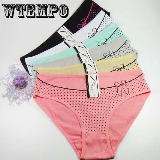 WTEMPO 6 Pcs/Lot Woman Cotton Cute Underwear Panties Plus Size L-XXXL Sexy Briefs