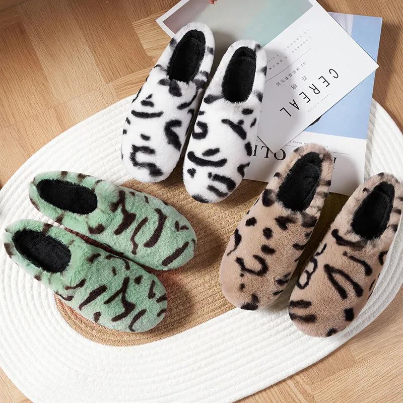 Cotton Slippers Women's Autumn and Winter Non-slip Fur Shoes Home Casual Slip-on Shoes