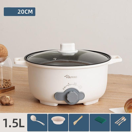 800W 20cm Electric Wok Stainless Steel Heat Pot Set Electric Steamer Non-stick Pot Porridge Pot for Family
