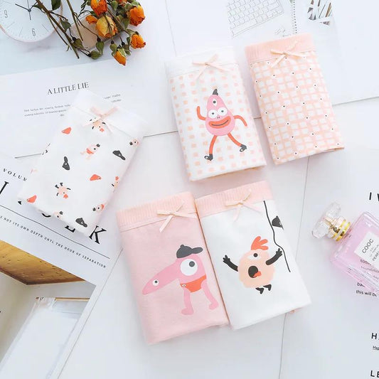 5 PC Kid's Girl Cute Cartoon Bear Pattern Cotton Briefs Panties Underwear Daily Life