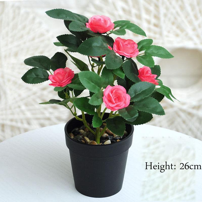 Silk Flower Plastic Flower Small Potted Bonsai Floor Decoration Artificial Flower Furnishings Living Room Table Decoration Floristry Plant