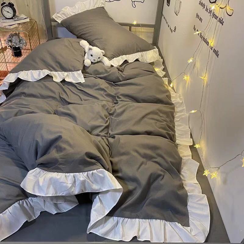 Lace Single Bed Three-piece Quilt Cover Sheet Pillowcase Princess Wind Bedding Set