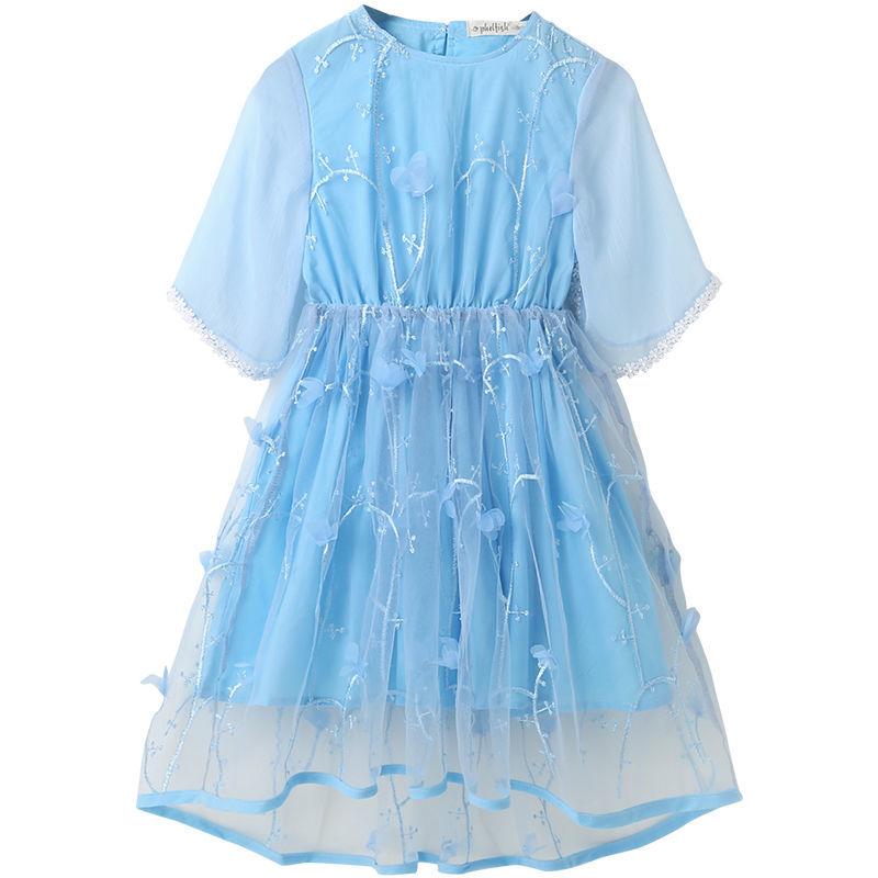 Girls' Dress 5-sleeve Summer Korean Style Version Children's A-line Princess Skirt Children's Mesh Skirt