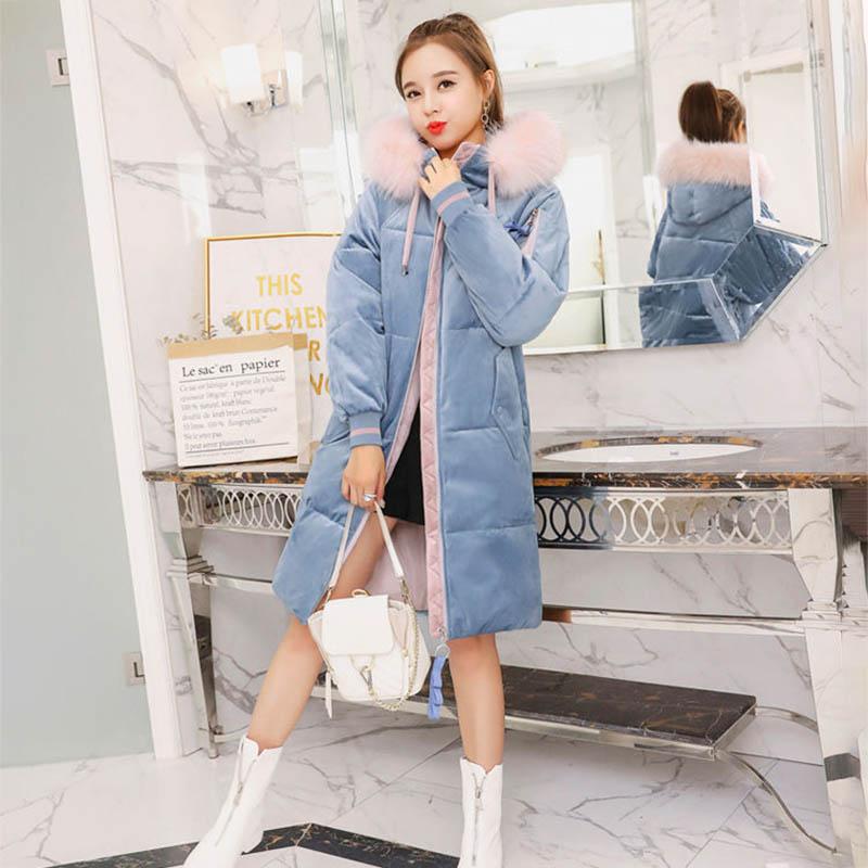 Gold Velvet Cotton-padded Jacket Women's Mid-length Student Winter Jacket Down Cotton-padded Jacket Women
