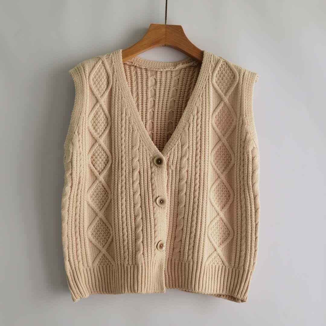 Vest Women Solid Short Loose Trendy Korean Style Sleeveless Knitted V-Neck All-match Female Coats Simple Leisure Outwear