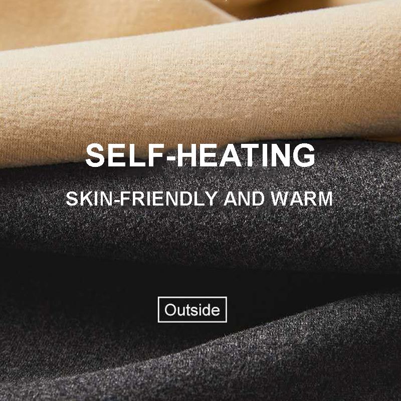 Self-heating Double-sided Mid-high Collar Cold-proof Thermal Underwear Suit Men's Plus Velvet Thick Winter Autumn Clothes Long Pants
