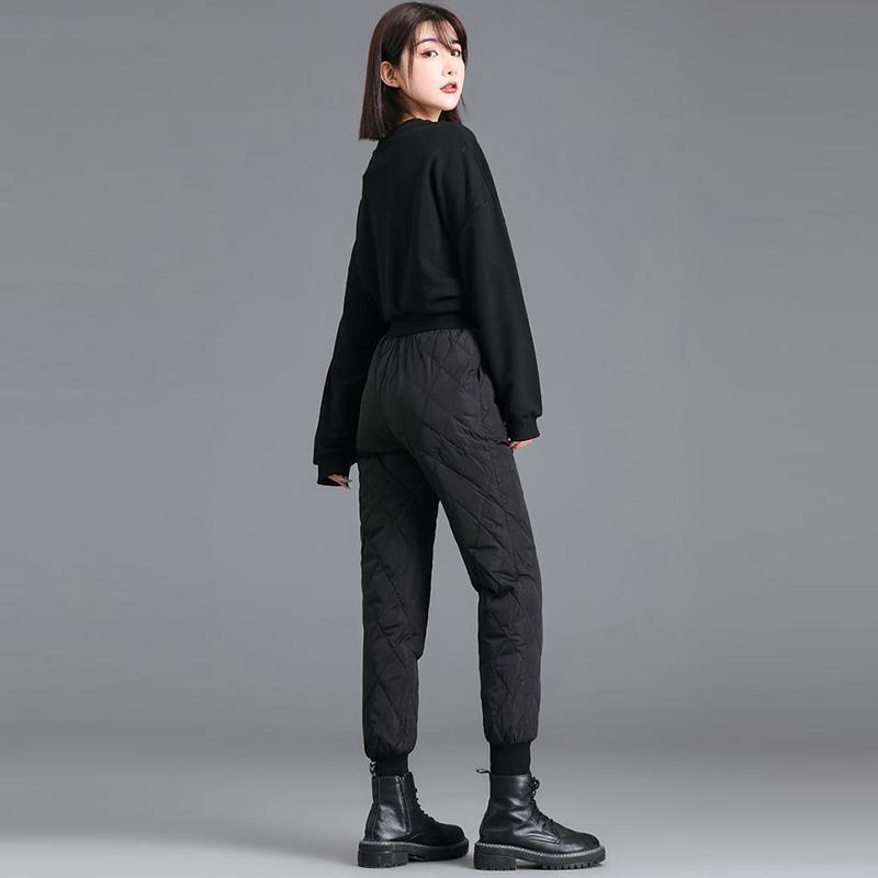 Down Cotton Trousers for Winter Wear High Waist Plus Velvet Thick Straight Leggings Warm Casual Cotton Trousers