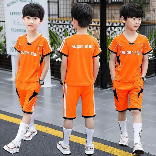 Children's Clothing Summer Short-sleeved Suit Breathable Light Thin Sports Clothing Leisure Sports Two-piece Set