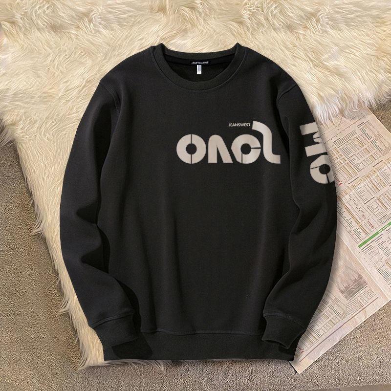 Spring and Autumn Hoodless Sweater Men's All-match Round Neck Pullover Long-sleeved T-shirt Printing Casual Loose Men's Sweater