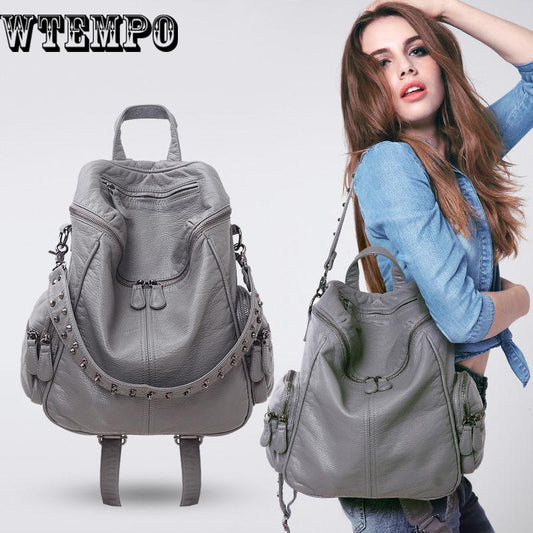 Backpack Lightweight Spacious Casual Daypacks Soft PU Leather Bag For Women Female Girls Ladies