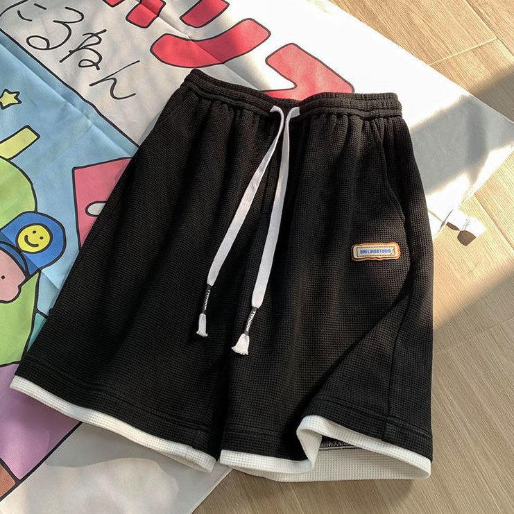Waffle Casual Pants Women's Loose Wide-leg Straight-leg Shorts Summer Five-point Pants