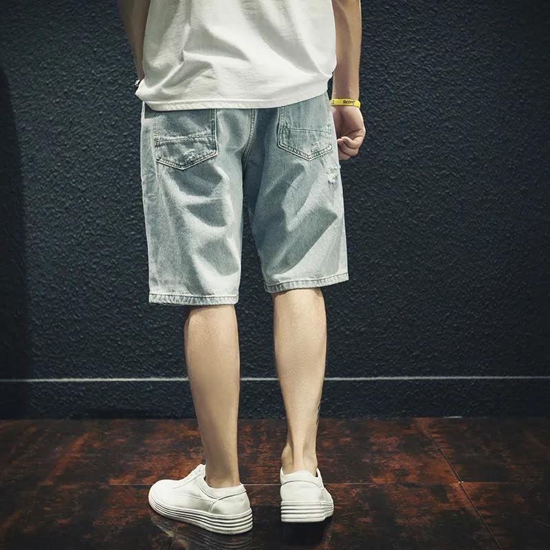Ripped Denim Shorts Male Loose Student Five-point Pants Summer Thin Casual Pants