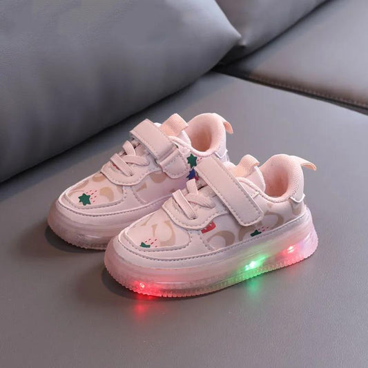 Girls' Plush Sneakers Light Up Children's Leisure Board Shoes with Lights In Autumn and Winter