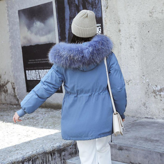 Winter Fashion Fur Collar Women's Padded Coat Outdoor Thick Windproof Warm Loose Mid-length Coat