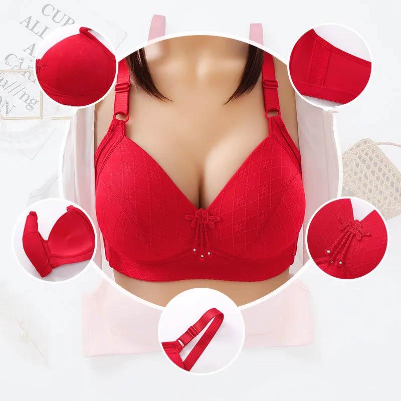 Large Size Thin Sexy No Steel Ring Bra Anti-sagging Side Breast Bra Breathable Thin Mold Cup Beautiful Back Three-dimensional Cup Surface Gather Bra