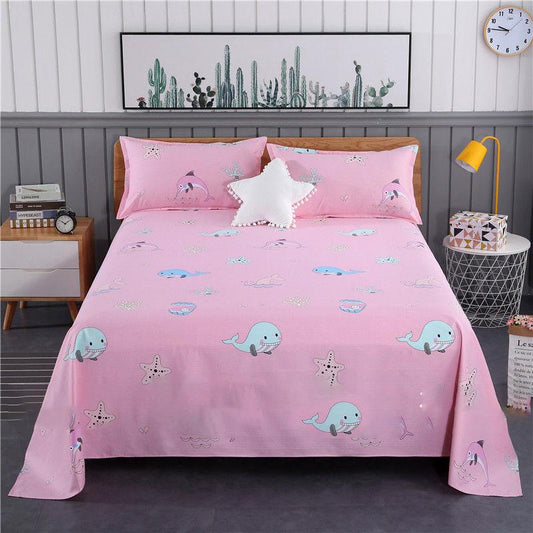 Three-piece Cotton Bed Linen Single Double Bed Full Sleep Single Fine Lines Non-fading Cotton Bed Linen Keep Warm Breathable and Washable