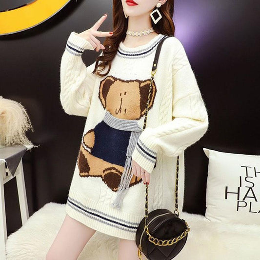 Autumn and Winter Loose Casual Sweater College Style Knit Top Long Sleeve Simple Female Top