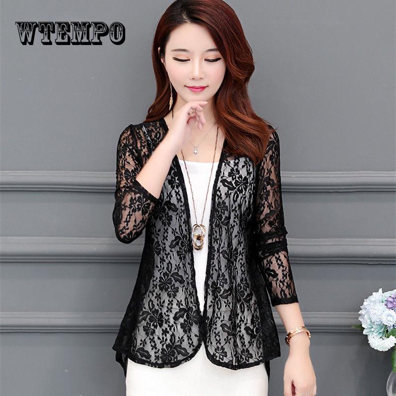 Women Summer Thin Cardigan Solid Color Chiffon Sun Protection Short Lace Clothing