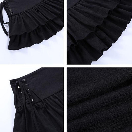 Women's Mini Skirt Streetwear Skirts Female Harajuku Y2k High Waist Lace-up Pleated Skirt Black Gothic Punk Club Skirt