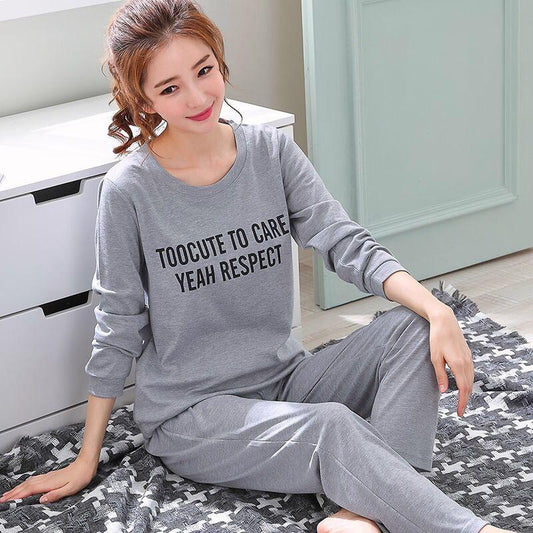 Spring and Autumn Long Sleeve Women's Pajamas Winter Korean Ladies Long Sleeve Homewear Loose Student Summer Thin Set