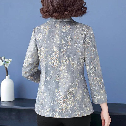 Spring Coat Middle-aged Women's Spring and Autumn Lapel Small Suit Ladies Short Top Clothes