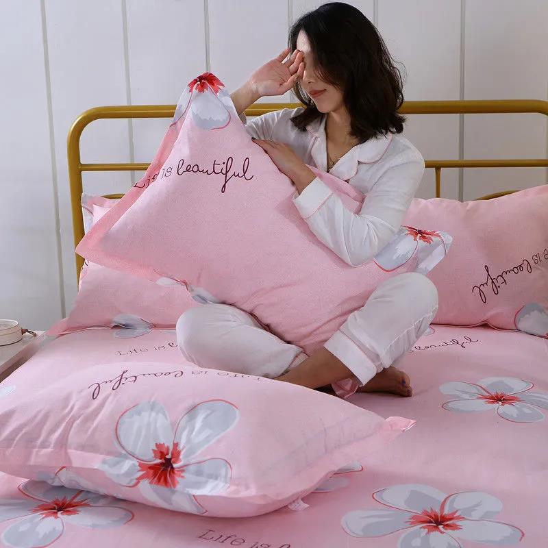 Pure Cotton Pillowcase Two Sets of Modern Minimalist Bedding Printing Pillow Dust Cover Single Double Pillowcase
