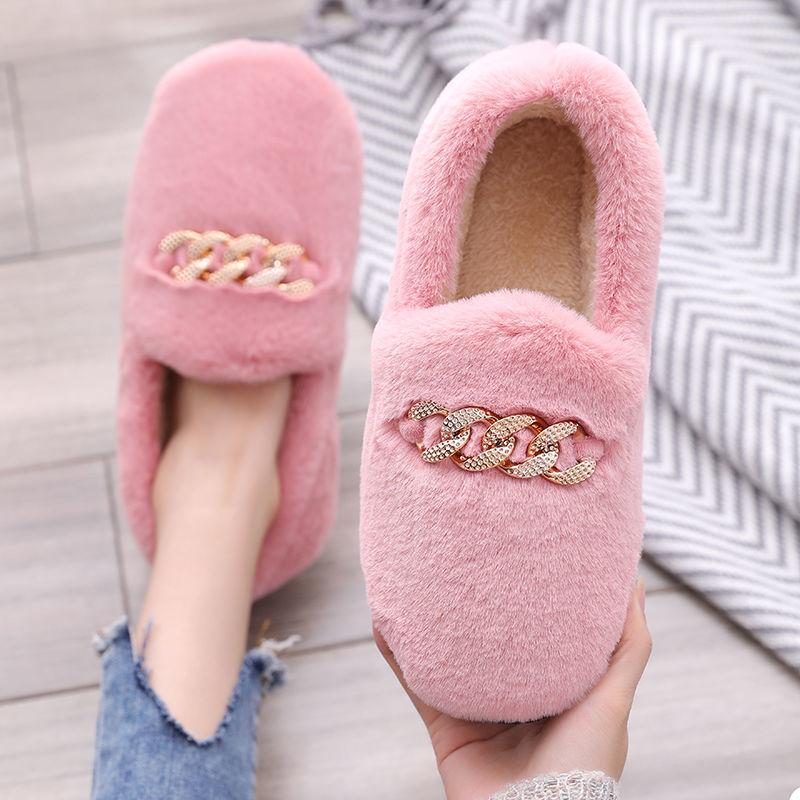 Peas Shoes Women's Autumn and Winter Warmth Thick-soled Furry Shoes Flat-bottomed All-match Cotton Shoes and Velvet