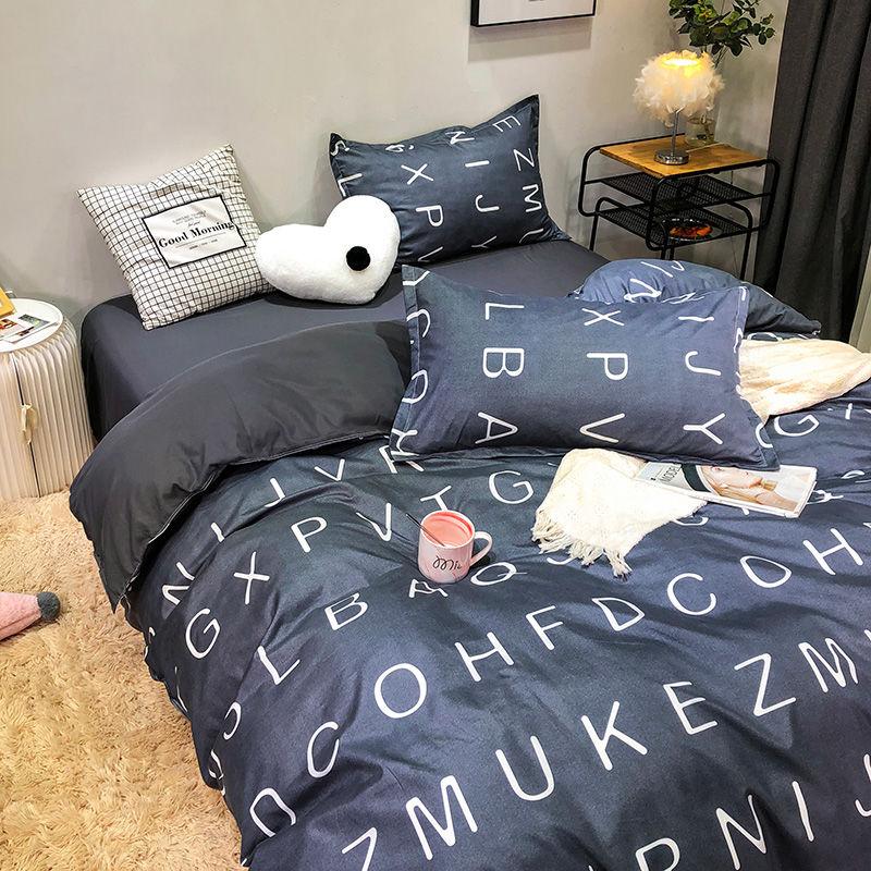 Net Celebrity Four-piece Bedding Cartoon Bed Linen Quilt Sanding Three-piece Student Bedding