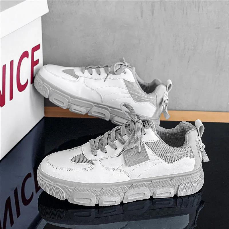 Men's Sports Shoes Summer Trendy Men's Breathable Sneakers Men's Casual Trend All-match Thick-soled Small White Shoes