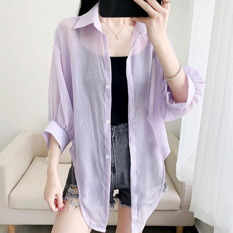 Chiffon Doll Sleeve Cardigan Women's Thin Sun Protection Shirt Short Outer Shawl Loose Top Thin Coat