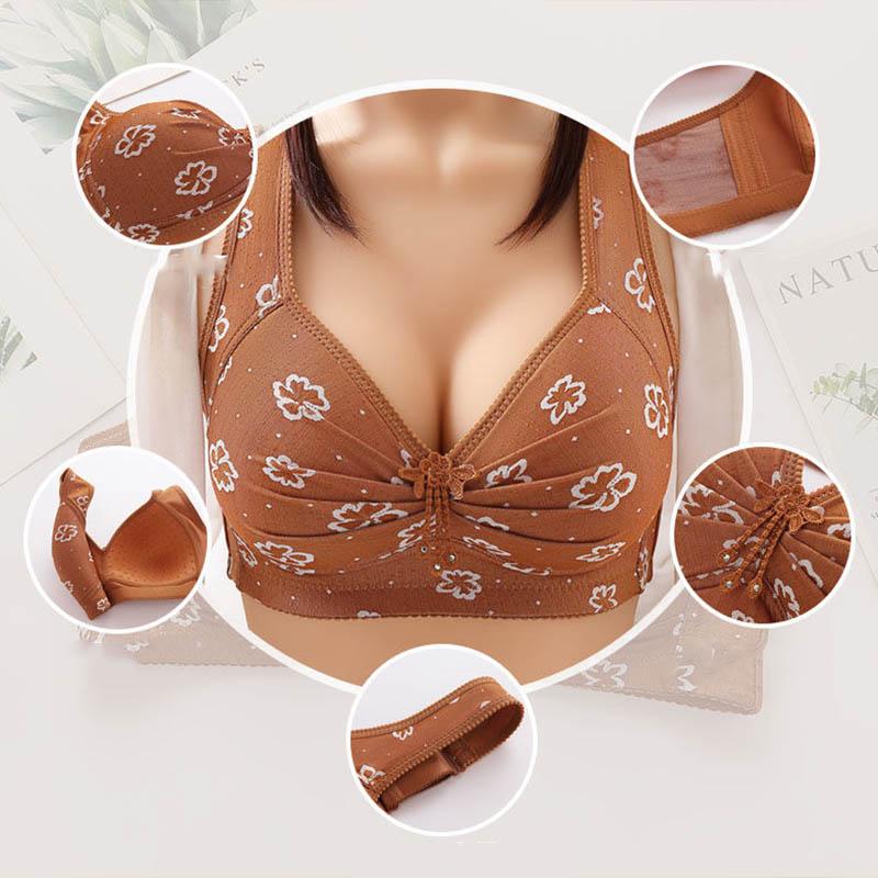Female Gathering Underwear Large Size Thin Bra No Steel Ring Breathable Anti-glare Bra Close-up Breasts Anti-sagging Breathable Comfortable Bra