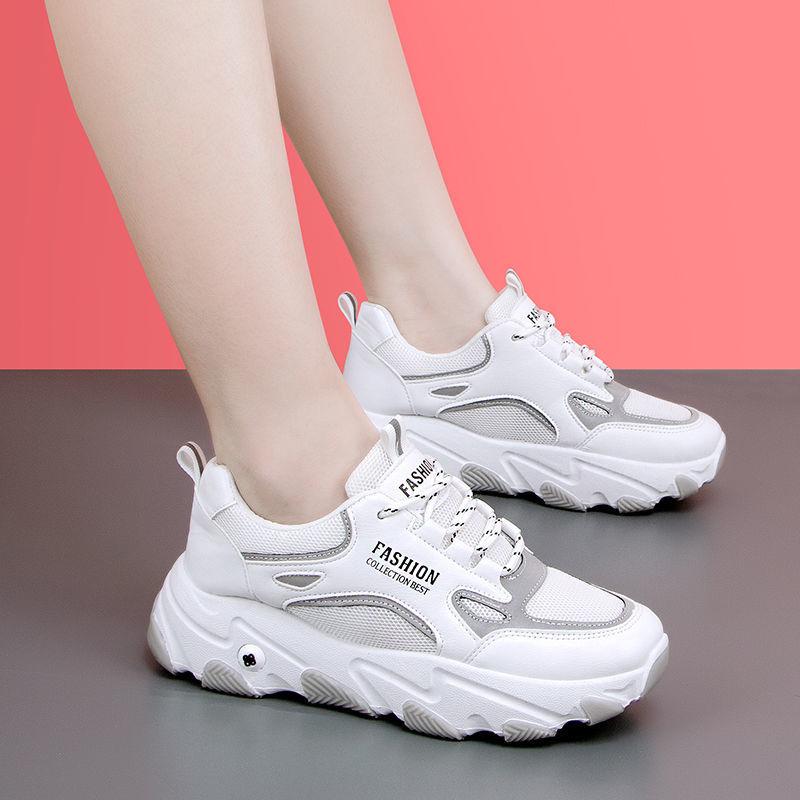 Sports Shoes Women Spring Summer Thick-soled High-rise Platform Sneakers All-match White Shoes Travel Shoes