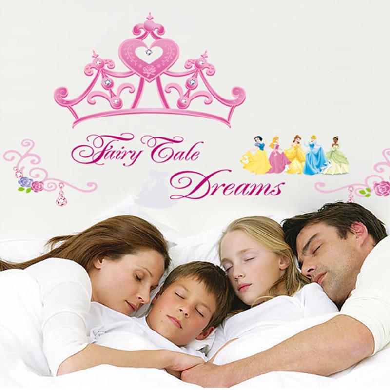 Cartoon fantasy pink princess crown room bedside living room sofa bedside background stickers