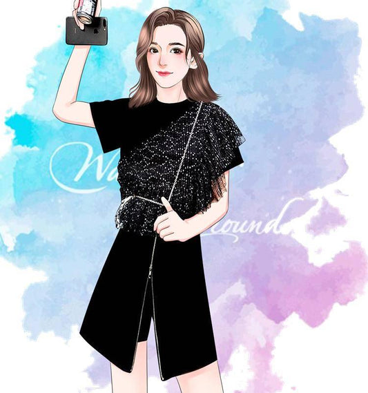 Summer Plus Size Short Set Women Irregular T-shirt Shorts Two-piece Suit