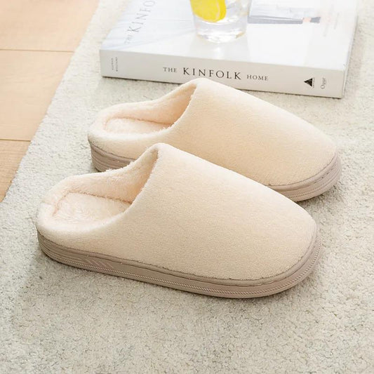 Cotton Slippers for Men and Women with Bag and Winter Home Warm Indoor Non-slip Fur Slippers