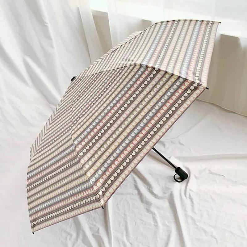 Korean Version of Ins Hyun Ya Wind Striped Small Fresh Folding Sunny Umbrella Automatic Rain and Shine Dual-use Sunscreen Sun Umbrella
