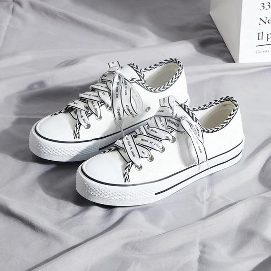 Canvas Shoes Women Korean Casual Shoes Spring and Summer Students Flat White Shoes Sneakers