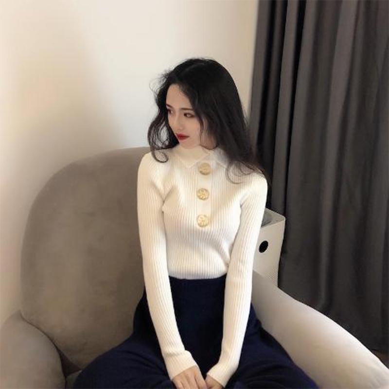 Long Sleeve Bottoming Shirt Winter Joker Slim Fit Thin Thick Cored Yarn Lapel Sweater