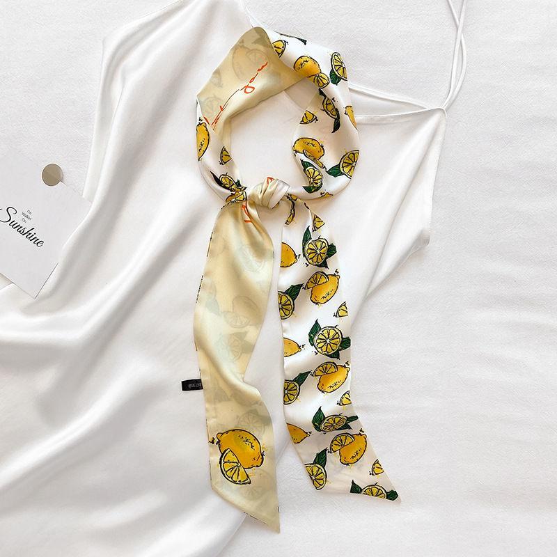 Long Silk Scarf Women Multifunctional Streamer Scarf Narrow Decoration Tied Bag Multicolor Printing Headband Student Party Beach Casual