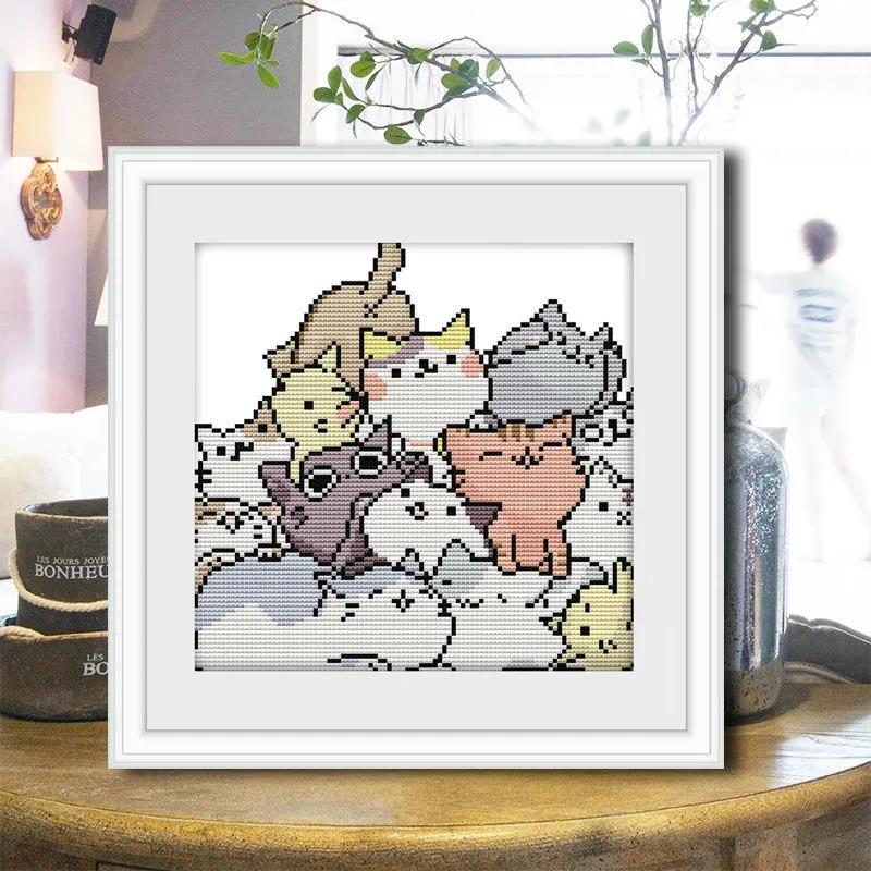 Cat Diamond Painting Full Diamond Cross Stitch Living Room Dining Room Small Painting Bedroom Cartoon Diamond Embroidery