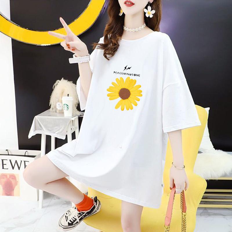 Women's Short-sleeved Short-sleeved Mid-length Loose Round Neck Half-sleeved Tops with Open Back Glittering T-shirts Ladies Casual Loose Long T-shirts