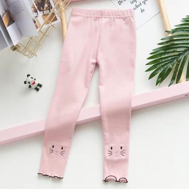 Girls' Leggings Children's Spring and Autumn Thin Kitten Korean Cropped Trousers Stretch Pants Baby Outer Wear and Inner Wear