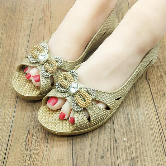 Fashion Ladies Plastic Sandals One Waterproof Non-slip Work Shoes for Business Trip Rainy Day Shoes Three Colors Optional